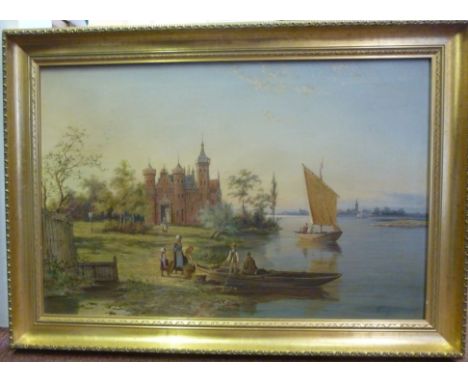 R Chalmers - 'On the River Maus, Holland'  oil on canvas  bears a signature, dated 1900 & inscribed verso  19'' x 29'' in a m