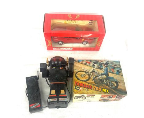 Selection of vintage toys to include a Talkatron, Yamaha 250 mx bike and a Tonka Ferrari 