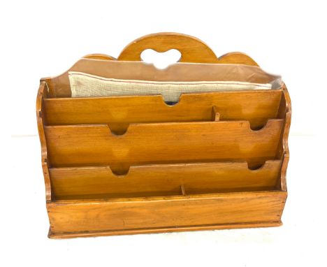 Vintage wooden desk tidy ,approximate measurements: Height 10 inches, Width 12.5 inches, Depth 4 inches 