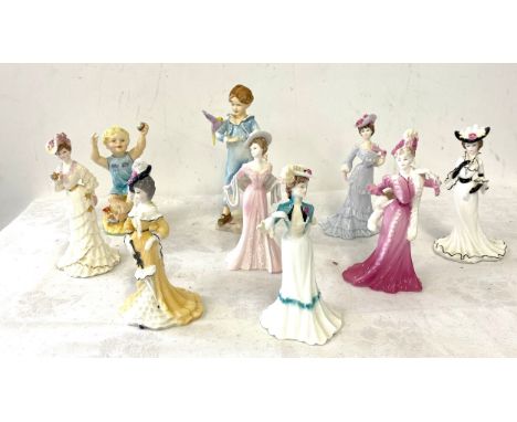 Selection of Coalport lady figures (1 has been repaired) , 2 Royal Worcester figures 3087, 3256 
