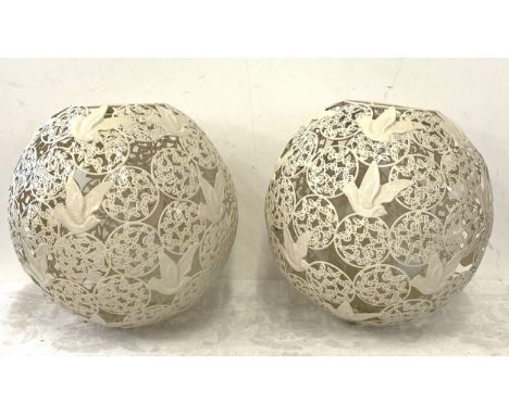 2 Metal outdoor garden tea light holders, approximate height  10 inches 