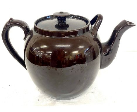 Large pottery brown teapot, approximate height 9 inches 