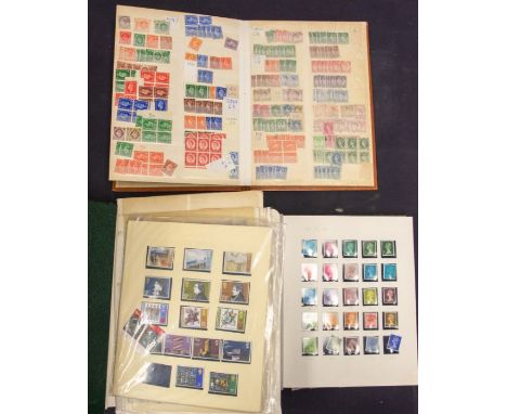 Great Britain 100's QV to QE in two albums and stockbook, good range 1d red plates, seahorses to 10/f, mint KG6 to QE etc