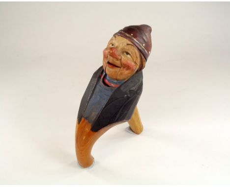 NUTCRACKER. An Italian carved & painted nutcracker by Amri. Original paper label.