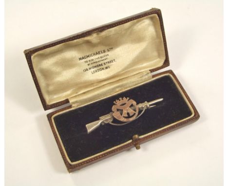 SWEETHEART PIN. A Cornwall Light Infantry silver gilt & metal sweetheart pin. 5cm. Boxed.