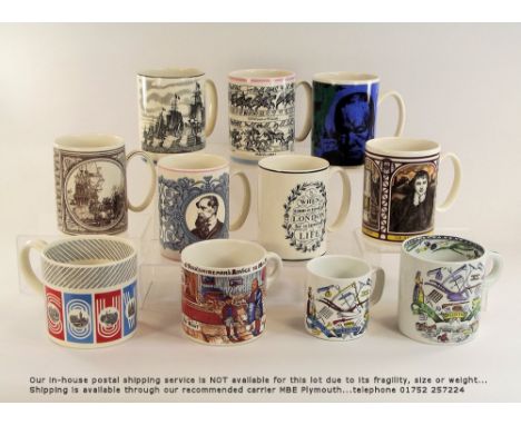 WEDGWOOD COMMEMORATIVES.Various Wedgwood commemorative mugs including The Guyatt London mug, Winston Churchill, Davy Lamp & o