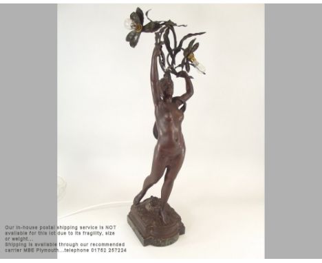 GREGOIRE LAMP. A bronzed metal figural lamp, the base stamped L. Gregoire. Height 75cm
