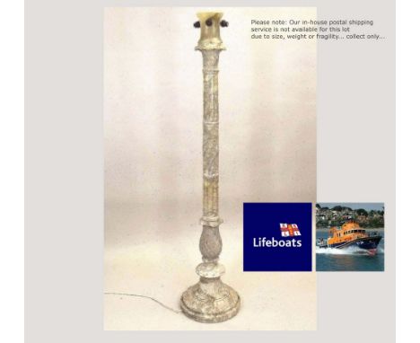 MARBLE COLUMN. A 19th century marble column with later alabaster lamp holder. Height 176cm. Sold in aid of Penlee RNLI. NOTE: