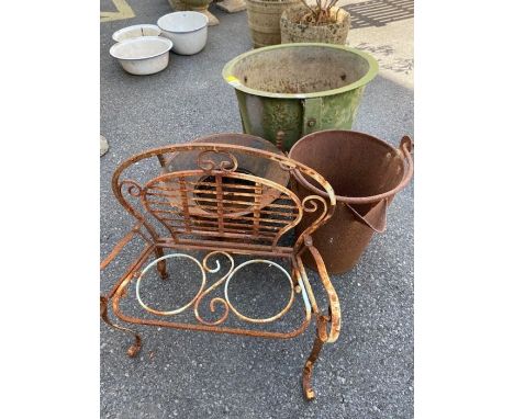 Collection of vintage metal ware, ideal for garden planters