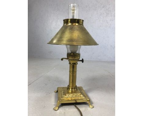 Brass desk lamp in the style of an oil filled coach lamp from the Orient Express