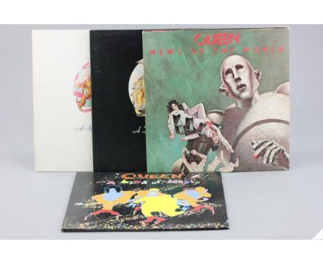 Vinyl - Four Queen LPs including A Night at the Opera EMTC 103 with cut corner inner, A Day at the Races EMTC 104, News of th