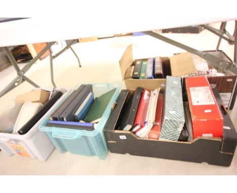 Estate clear out -Five Large boxes of Stamp albums, FDC albums with Many thousands of stamps loose in Bags, Envelopes and Tin