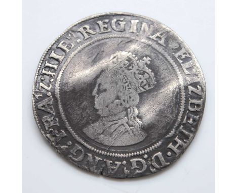 England, Elizabeth I (1558-1603) shilling, first issue cowned bust, mm lis, rev; shield divided by long cross. (1)