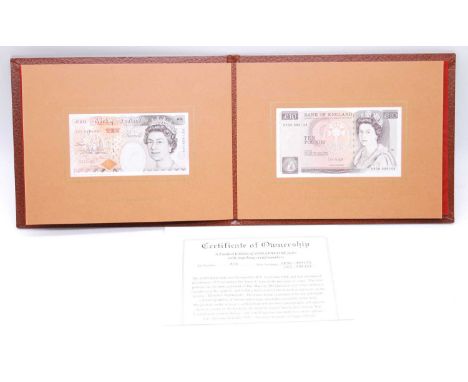 Great Britain, Bank of England limited edition presentation pack of GEA Kentfield D and E series £10 notes from the last cyph