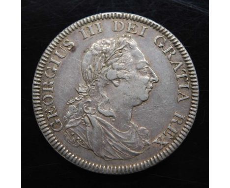 A George III Bank of England emergency 1804 five shilling dollar, obv; George III laureate bust, C.H.K. in truncation, no sto