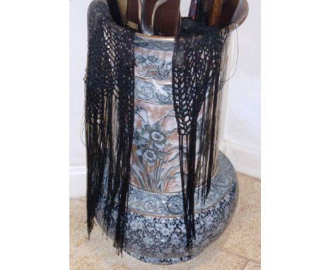 A large late 19th Century blue and white transfer decorated ceramic Vase (reparations), 59cm high
