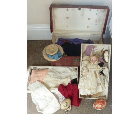 An early 20th C  bisque head Doll marked 'Germany 11/0' to her nape (probably by Heubach Koppelsdorf ) and her extensive ward