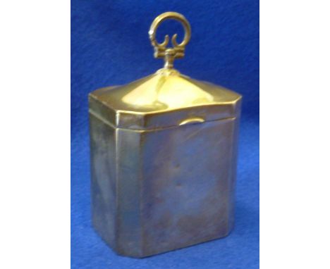 An unusual late 19th Century hallmarked silver Box and hinged Cover in the form of a miniature tea caddy, the swing handle ab