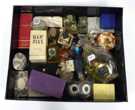 Assorted Mid 20th Century Glass Scent Bottles and Stoppers, some in original packaging, including Guerlain, Worth, Givenchy, 