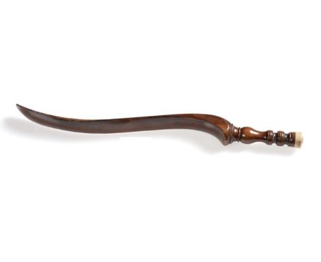 19th Century Knitting Stick, of large proportions, with turned handle and bone mount, 26cm