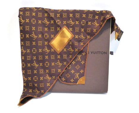 Louis Vuitton Silk Monogram Neckerchief/Scarf, 53cm by 53cm, with original box 