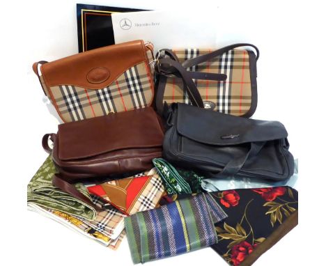 Assorted Modern Handbags and Accessories, including a Burberry saddle bag, with checked fabric mounts and light tan leather t