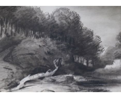 Dr Thomas Monro (1759-1833) chalk and wash, A Woodland Pond, Provenance; W.Foxley Norris, Dean of York and great grandson of 
