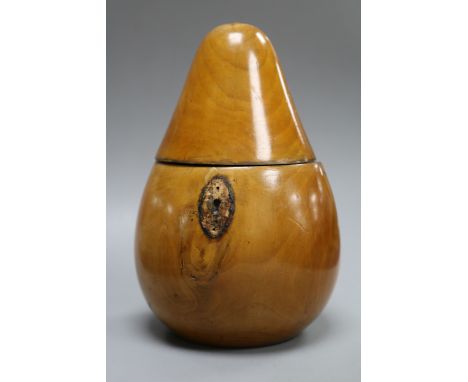 A Georgian fruitwood pear shaped tea caddy height 15cm