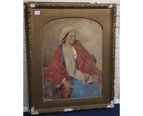 Henry Tidey (1814-1872)watercolourStudy of a Moorish woman Exhibited Royal Society of Portrait Artists 1867,73 x 54cm
