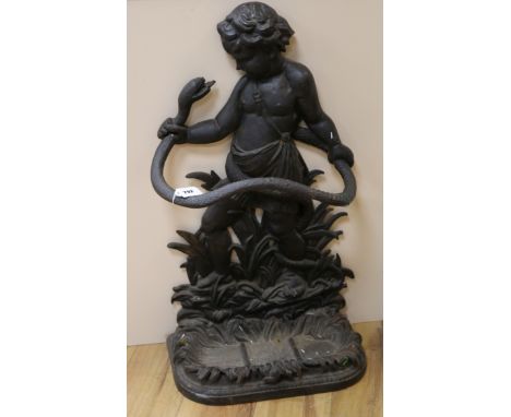 A Coalbrookdale style cast iron stick stand W.45cm