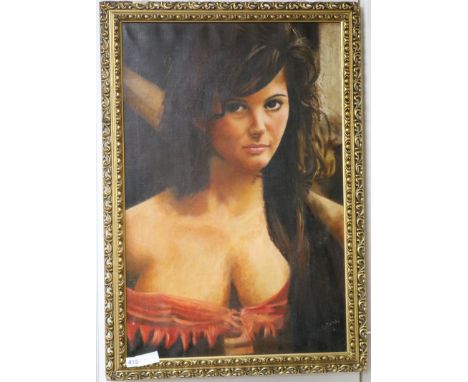 R Evans, oil on canvas, Portrait of a young lady, signed, 75 x 49cm