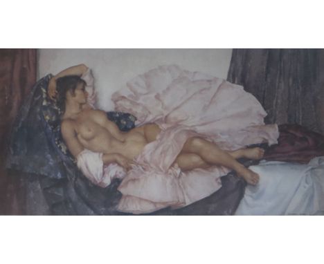William Russell Flint - limited edition print, Model Reclining, 149/750, 30 x 54cm.