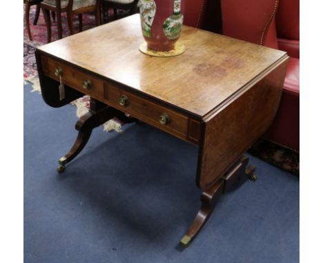 A Regency rosewood banded mahogany sofa table W.90cm