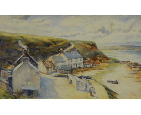 D R Sellars (20thC).  Coastal village, watercolour, signed, 18cm x 26.5cm