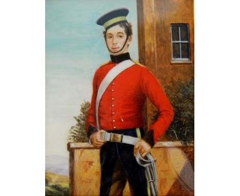 Michael Bartlett (1922-2008).  Private 7th Dragoon Guards, c1846, portrait miniature, monogrammed and dated 2003, 12cm x 10cm