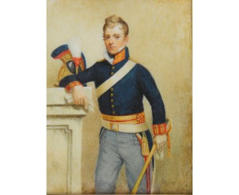 Michael Bartlett (1922-2008).  Officer Royal Horse Guards, c1814, portrait miniature, monogrammed and dated 1999, 12.5cm x 10