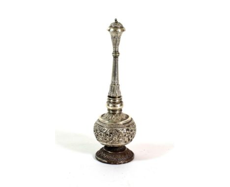 A Chinese Silver Rosewater Sprinkler, late Qing Dynasty, made for the Islamic market, of typical form repoussé with a band of