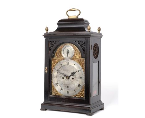 ~ A George III Striking Table Clock, signed John Harrison, Newcastle, circa 1780, ebony veneered case with an inverted bell t