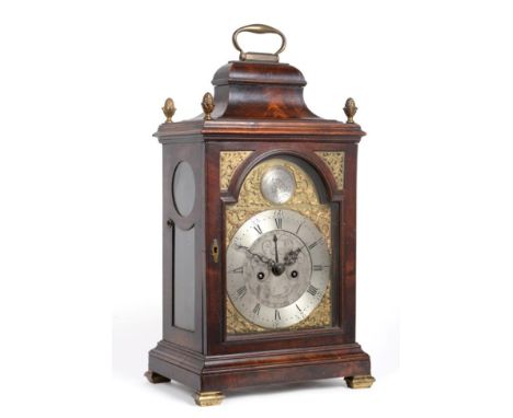 ~ A George III Mahogany Striking Table Clock, signed Smoult, Southshields, circa 1790, inverted bell top with a carrying hand