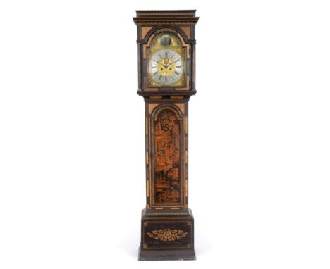 ~ A Green Chinoiserie Eight Day Longcase Clock with Rocking Father of Time Automata, signed Edward Greatrex, Birmingham, circ