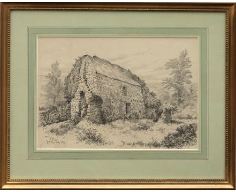 Lemon Hart Michael (British, 1824-1902), A derelict barn, 'Guernsey, July 1877', pencil sketch on wove paper, signed with ini