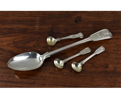 A Victorian silver fiddle thread &amp; shell pattern stuffing spoon, Chawner &amp; Co (George William Adams), London, 1848, i