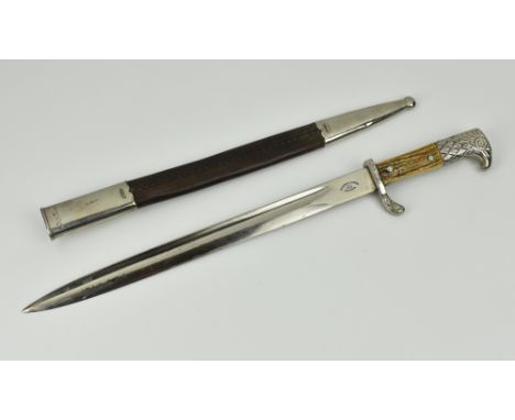 A World War II stag handled German Police dress bayonet, 13in. (33cm.) blade, obverse marked 'Alexander Coppel, A C S' within