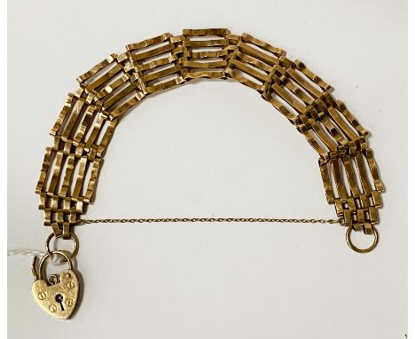 9CT GATE BRACELET - 11 GRAMS APPROX