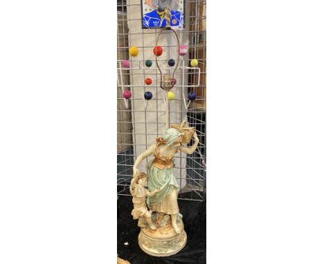 LARGE PAINTED METAL GIRL &amp; CHILD LAMP - M113 CMS (H) APPROX