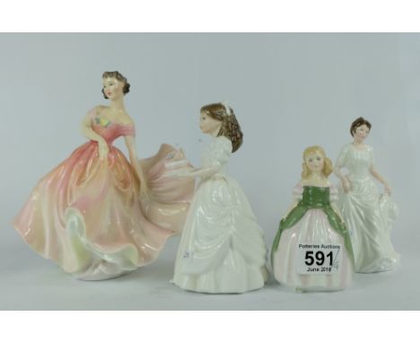 Royal Doulton lady figures The Polka HN2156, Penny HN2338 (seconds), Harmony HN4096 (seconds) and Birthday Girl HN3423 (4)