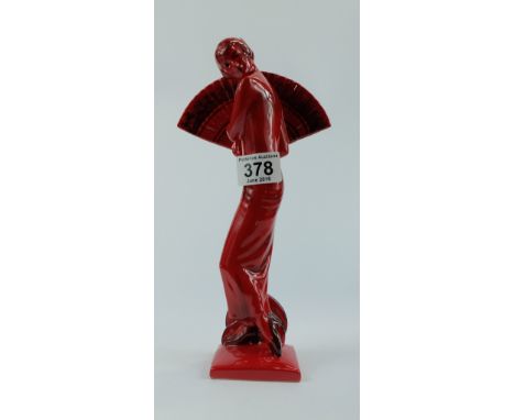 Peggy Davies Ruby Fusion figure of an Art Deco lady with a fan 