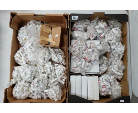 A large collection of ceramic thimbles (2 trays)