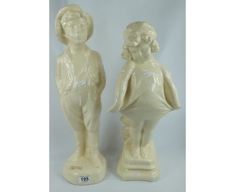 Two larger unmarked ceramic figures of children 