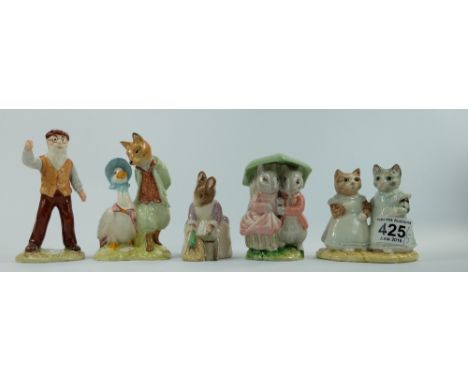 Royal Albert Beatrix Potter figures Hunca Munca Sweeping, Mittens and Moppet, Goody and Timmy Tiptoes, Mr McGregor and Jemima
